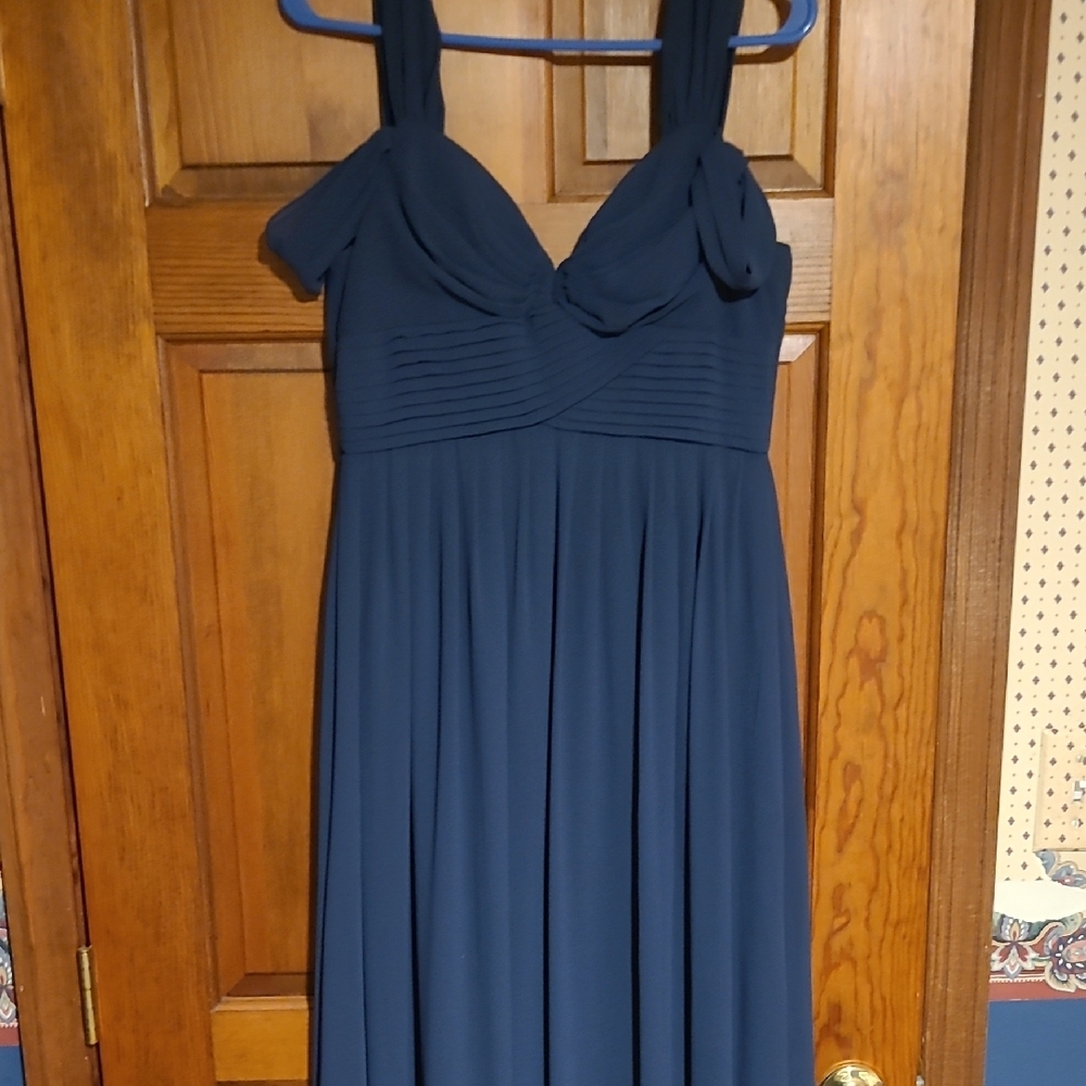 Lulu's Blue Ruched Sweetheart Maxi Dress